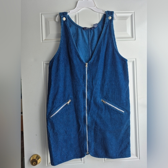 Blue Denim Corduroy Overall Mini Dress - Picture 6 of 6